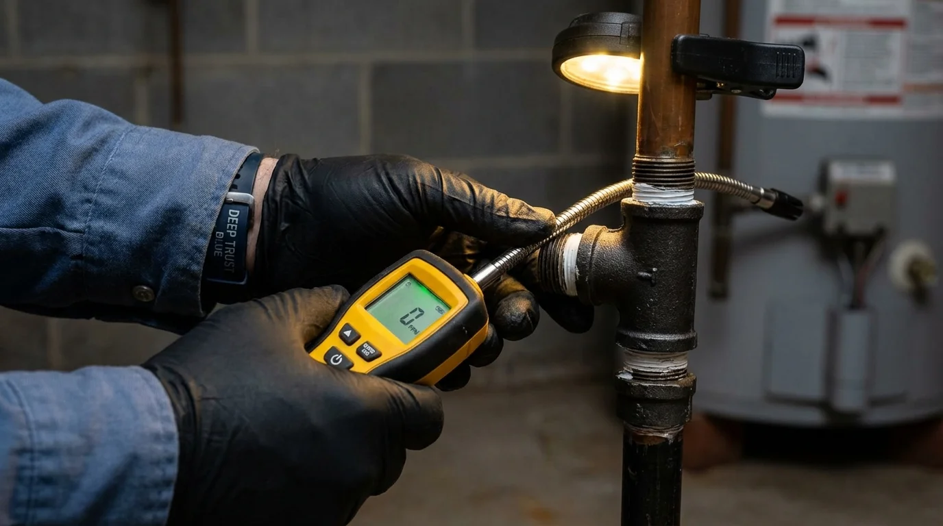 Gas leak detection with electronic sniffer by Johns Plumbing LLC in Lindale