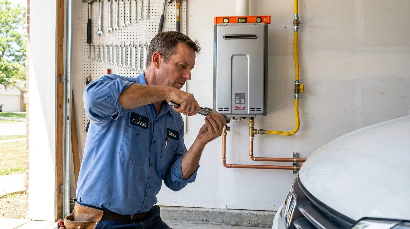 Tankless water heater installation by a Johns Plumbing LLC plumber in Lindale